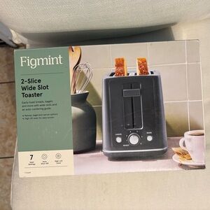 Figmint Black 2-Slice Wide Slot Toaster